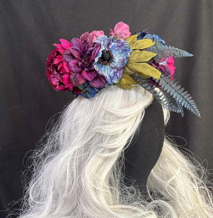 Berry Bliss Floral Halo Headdress, Berry Flower Crown, Burgundy Crown, Fairy Crown, Cherub Halo, Woodland Headpiece, Photoshoot Prop