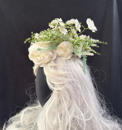 White Knight Floral Halo | Flower Tiara, Flower Crown, Elven Princess Headpiece, Fairy-core, Ren Faire, Special Occasion Photoshoot
