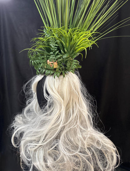 Crown of Long Grasses Fascinator, Fern Woodland Crown, Moss Headpiece, Cottagecore Crown, Forest Fae Fascinator, Elven Nature Headpiece