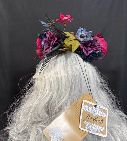Berry Bliss Floral Halo Headdress, Berry Flower Crown, Burgundy Crown, Fairy Crown, Cherub Halo, Woodland Headpiece, Photoshoot Prop