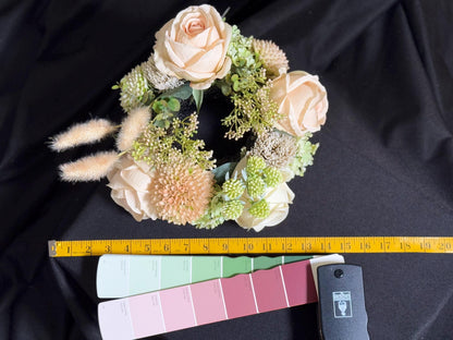 Rosey Floral Halo Headdress, Blush Flower Crown, Bridal Crown, Fairy Crown, Cherub Halo, Romantic Headpiece, Photoshoot Prop