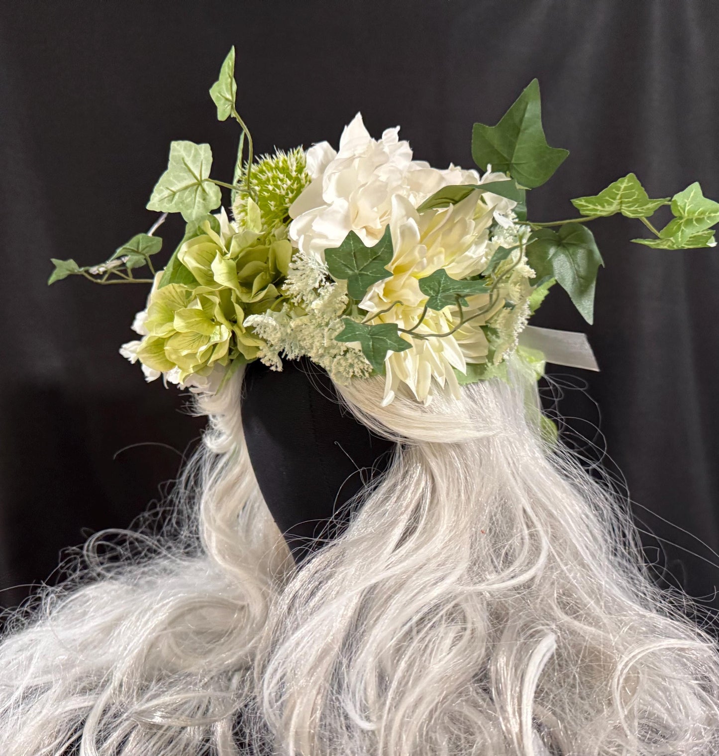 Spring White Floral Garland,Flower Tiara,Flower Crown,Elven Princess Headpiece,Fairy-core,Renaissance Faire,Special Occasion Photoshoot