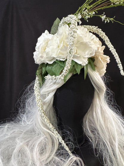 Peony Princess Fascinator, Blush Floral Crown, Romantic Wedding Headpiece, Fairy Crown, Garden Party Fascinator, Elven Princess Headpiece