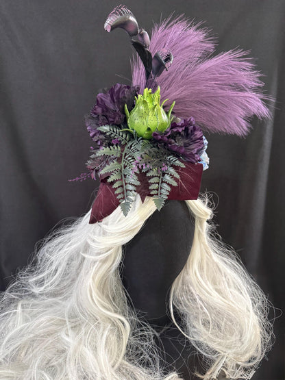 Carnivore Cutie Fascinator, Venus Flytrap Crown, Gothic Botanical Headpiece, Dark Fae Crown, Witchy Fascinator, Fantasy Headpiece
