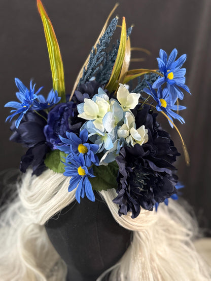 Violets are Blue Fascinator, Blue Floral Crown Headpiece, Flower Crown Fascinator, Fairycore Headpiece, Wedding Fascinator, Garden Crown