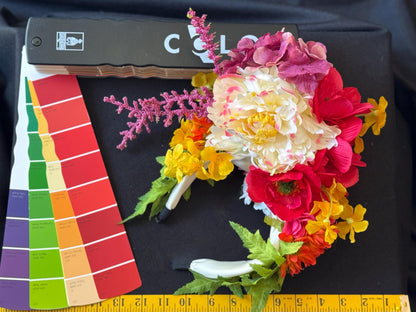 Festive Blooms Fascinator, Colorful Floral Crown Headpiece, Flower Crown, Garden Headpiece, Fairycore Crown, Statement Floral Headpiece