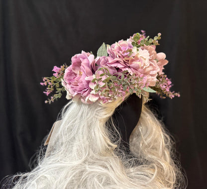 Peekaboo Purple Floral Garland | Flower Tiara, Flower Crown, Elven Princess Headpiece, Fairy-core, Ren Faire, Special Occasion Photoshoot
