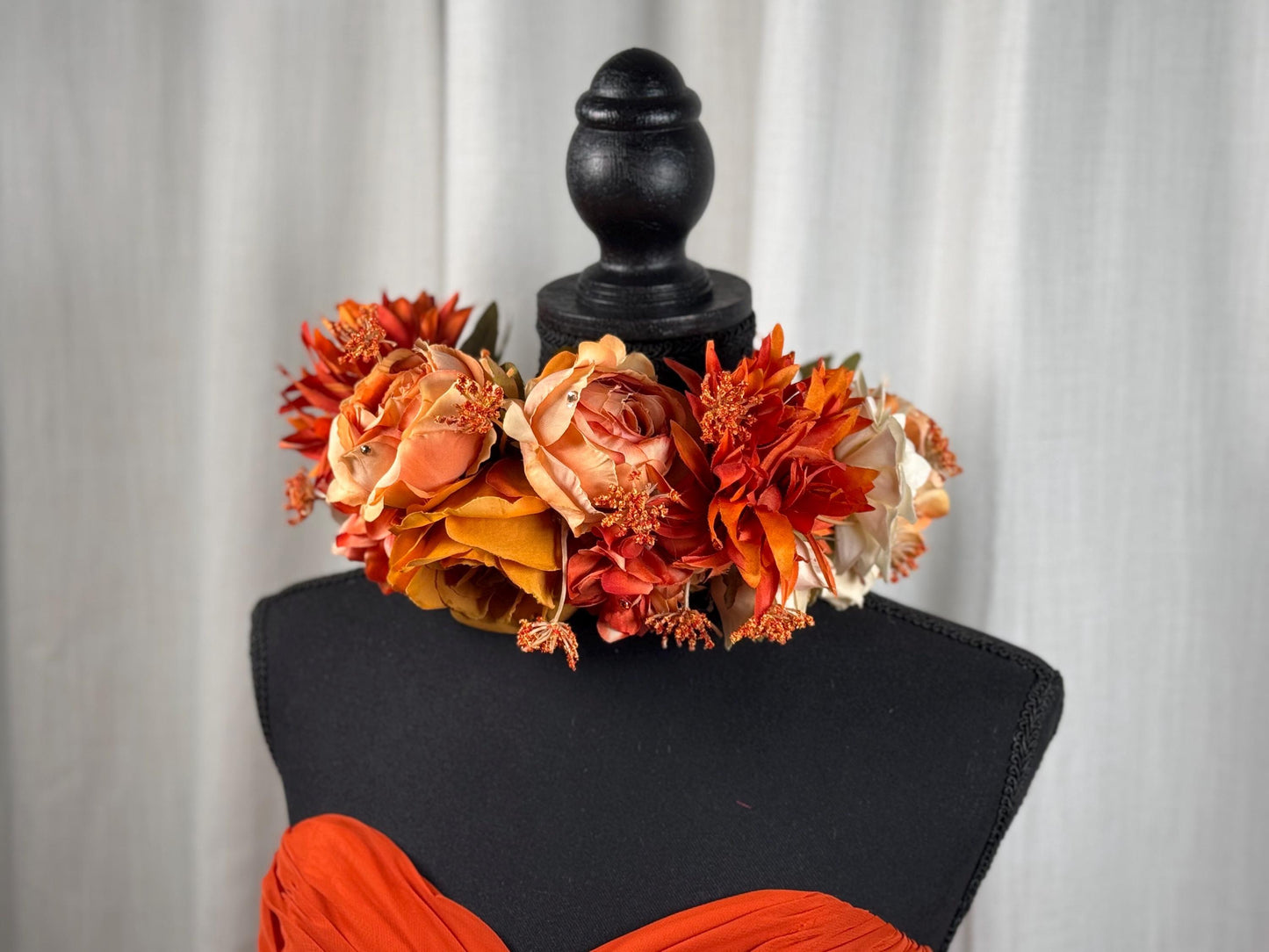 Indian Summer Floral Garland,Flower Tiara,Flower Crown,Elven Princess Headpiece,Fairy-core,Renaissance Faire,Special Occasion Photoshoot