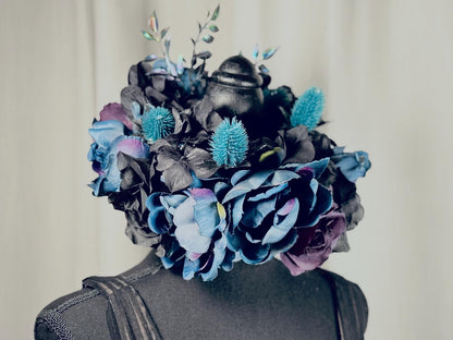 Twilight's Kiss Floral Halo Headdress, Dark Flower Crown, Gothic Crown, Fairy Crown, Cherub Halo, Witchy Headpiece, Photoshoot Prop