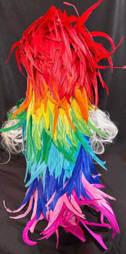 Rainbow Unicorn Horn Headdress, Light Up Unicorn Crown, Feather Mane Headpiece, Fantasy Horn, Cosplay, Festival Headpiece