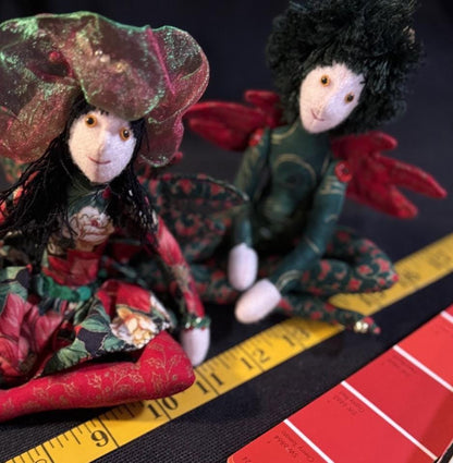 Holly Faerie Friend – Christmas Pixie Doll – Handmade Holiday Companion – Ren Faire / LARP Familiar – One-of-a-Kind Fairycore Collectible