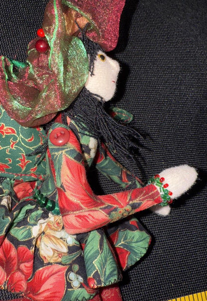 Holly Faerie Friend – Christmas Pixie Doll – Handmade Holiday Companion – Ren Faire / LARP Familiar – One-of-a-Kind Fairycore Collectible