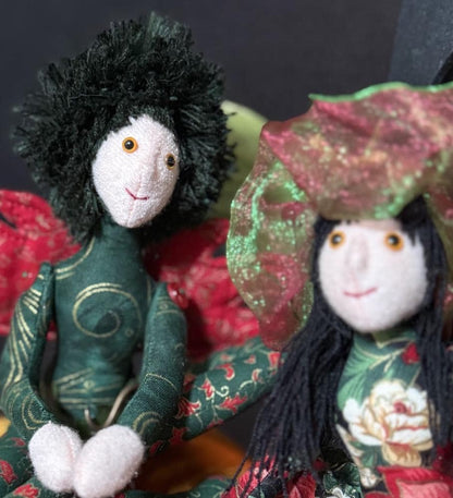 Jingle Faerie Friend – Christmas Pixie  Doll – Handmade Holiday Companion – Ren Faire / LARP Familiar – One-of-a-Kind Fairycore Collectible