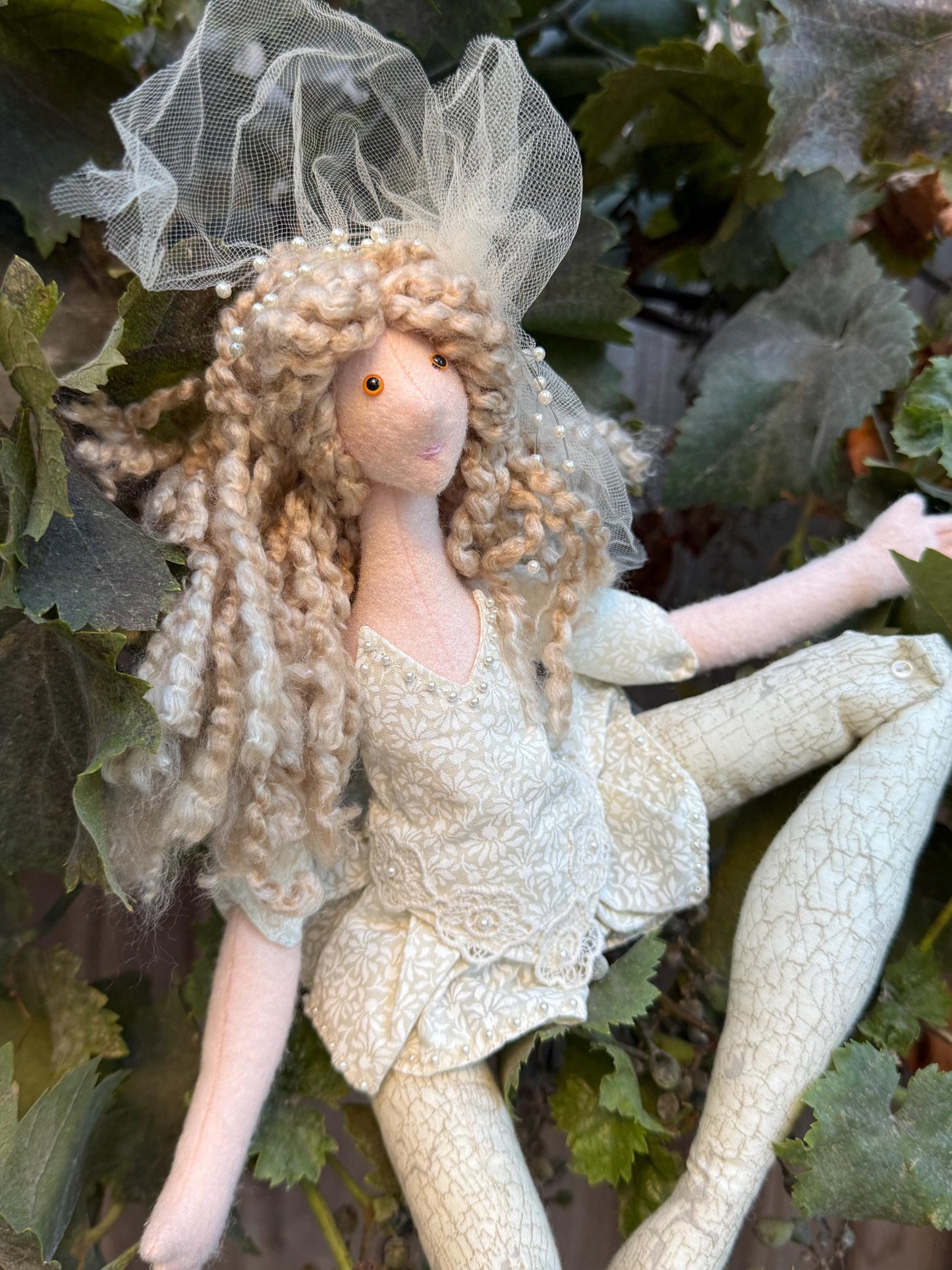 PEARLWYN,Faerie Friend,Sprite, Pixie,Handmade Doll,One-of-a-Kind addition to Your Character Story,Fantasy,LARP,Ren Faire,FairyCore