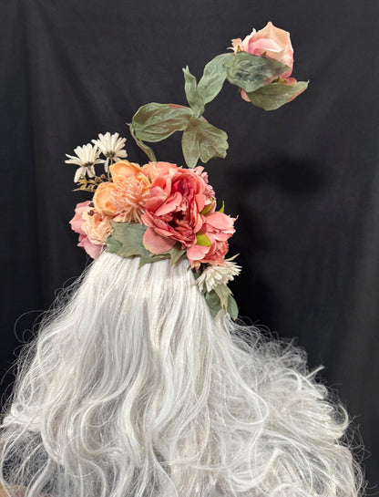 Spring Has Sprung Fascinator, Floral Garden Crown, Spring Flower Headpiece, Fairy Crown, Wedding Fascinator, Cottagecore Headpiece