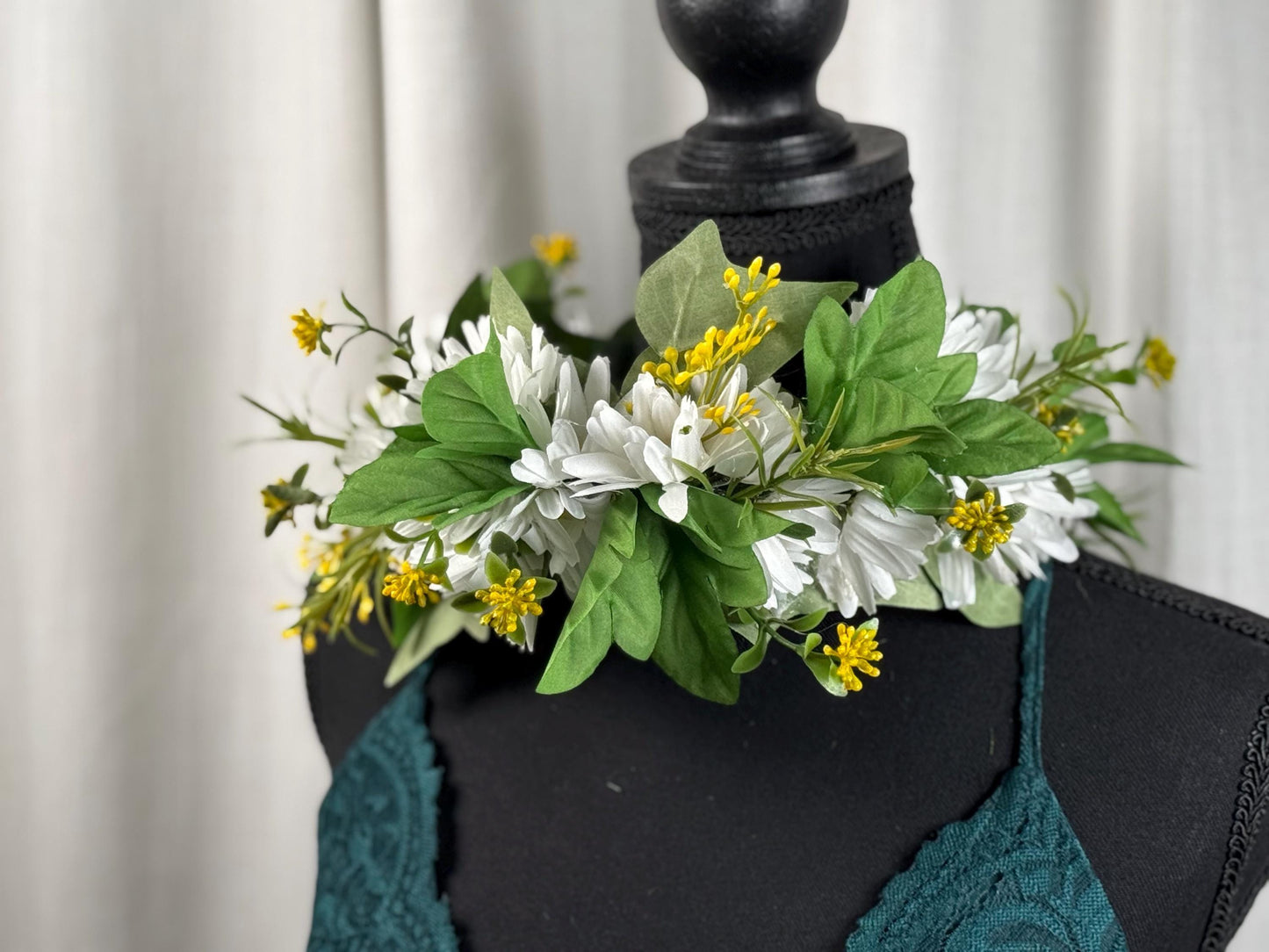 Daisy Duke Floral Garland,Flower Tiara,Flower Crown,Elven Princess,Fairy-core,Renaissance Faire,Special Occasion Photoshoot,White | Yellow