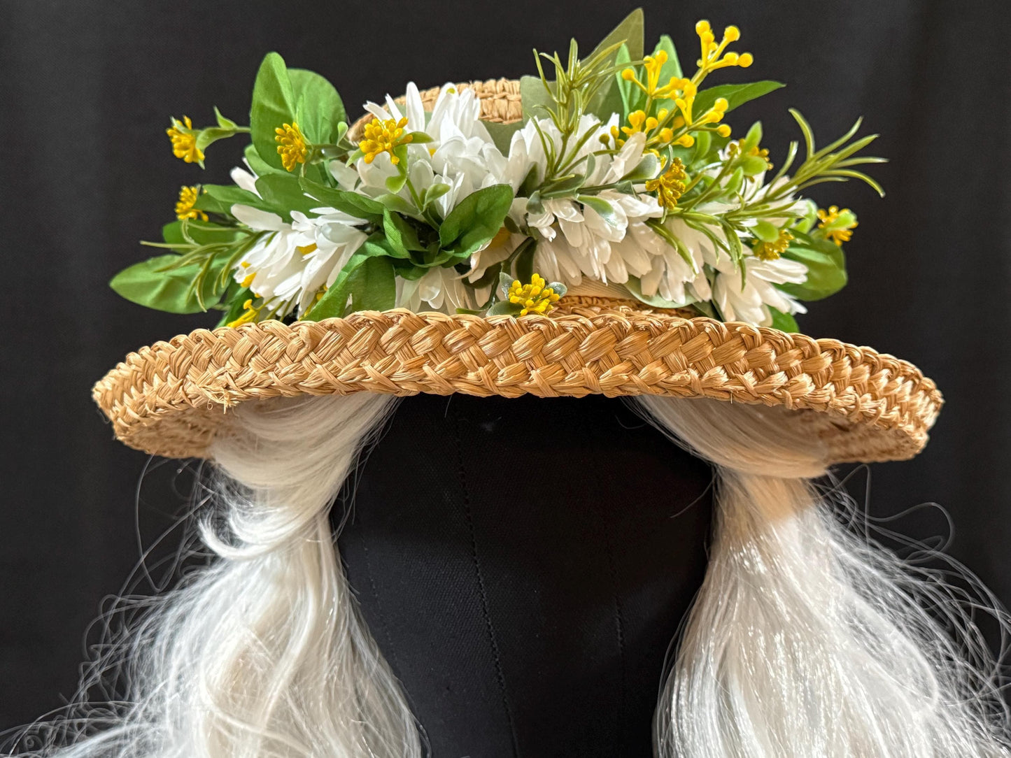 Daisy Duke Floral Garland,Flower Tiara,Flower Crown,Elven Princess,Fairy-core,Renaissance Faire,Special Occasion Photoshoot,White | Yellow