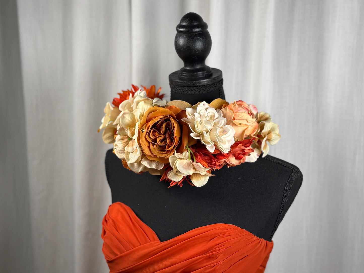 Spiced Rum Floral Garland,Flower Tiara,Flower Crown,Elven Princess Headpiece,Fairy-core,Renaissance Faire,Special Occasion Photoshoot