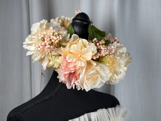 Peaches & Cream Floral Halo,Flower Tiara,Flower Crown,Elven Princess Headpiece,Fairy-core,Renaissance Faire,Special Occasion Photoshoot