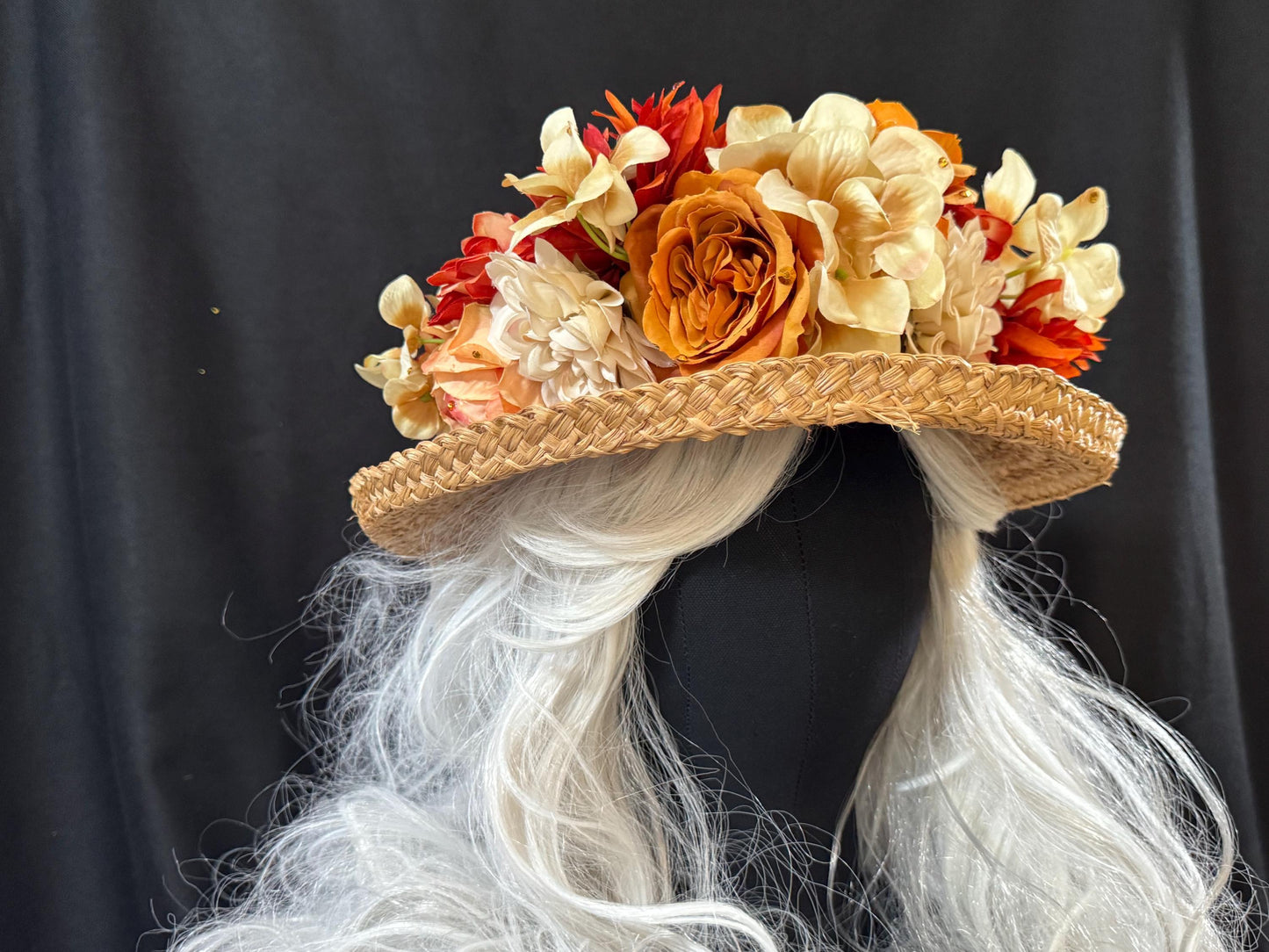 Spiced Rum Floral Garland,Flower Tiara,Flower Crown,Elven Princess Headpiece,Fairy-core,Renaissance Faire,Special Occasion Photoshoot