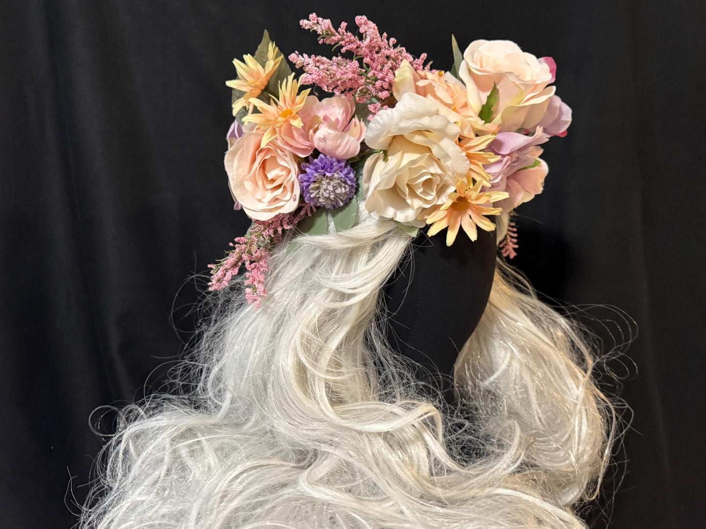 Pastel Pegasus Floral Garland,Flower Tiara,Flower Crown,Elven Princess Headpiece,Fairy-core,Renaissance Faire,Special Occasion Photoshoot