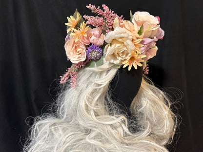 Pastel Pegasus Floral Garland | Flower Tiara, Flower Crown, Elven Princess Headpiece, Fairy-core, Ren Faire, Special Occasion Photoshoot