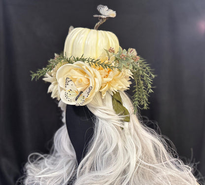 Pumpkin Dream Fascinator | Flower Tiara, Flower Crown, Elven Princess, Fairy-core, Ren Faire, Harvest Festival, Special Occasion Photoshoot
