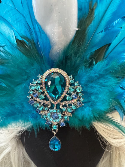 Blue Unicorn Fascinator | Feather Tiara, Feather Crown, Unicorn Princess Headpiece, Fairy-core, Ren Faire, Pride Day, Fantasy Photoshoot