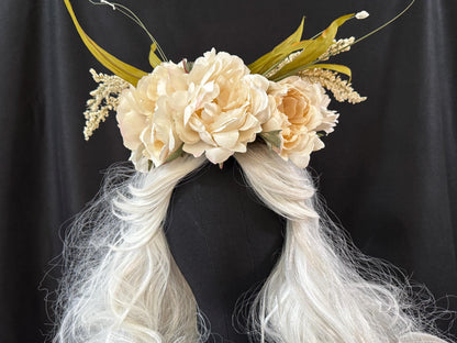 Cream Dream Floral Halo | Flower Tiara, Flower Crown, Elven Princess Headpiece, Fairy-core, Ren Faire, Special Occasion Photoshoot