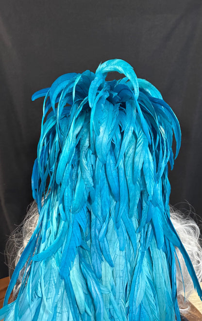 Blue Unicorn Fascinator | Feather Tiara, Feather Crown, Unicorn Princess Headpiece, Fairy-core, Ren Faire, Pride Day, Fantasy Photoshoot