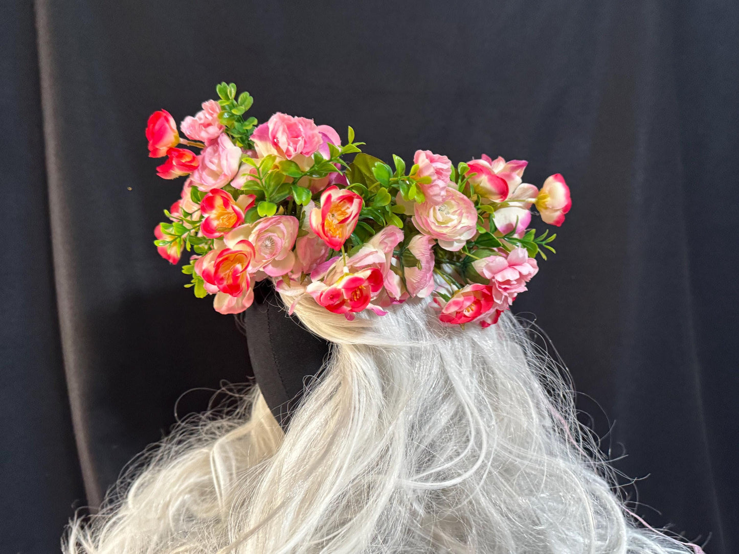 Cherry Bomb Floral Garland,Flower Tiara,Flower Crown,Elven Princess Headpiece,Fairy-core,Renaissance Faire,Special Occasion Photoshoot