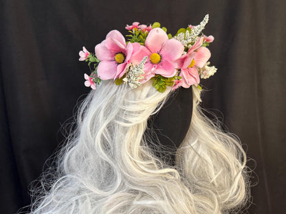 Pretty in Pink Floral Garland | Flower Tiara, Flower Crown, Elven Princess Headpiece, Fairy-core, Ren Faire, Special Occasion Photoshoot