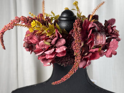 Mulberry Magic Floral Halo Headdress, Pumpkin Flower Crown, Fall Floral Crown, Fae Crown, Cherub Halo, Halloween Headpiece, Ren Faire Crown