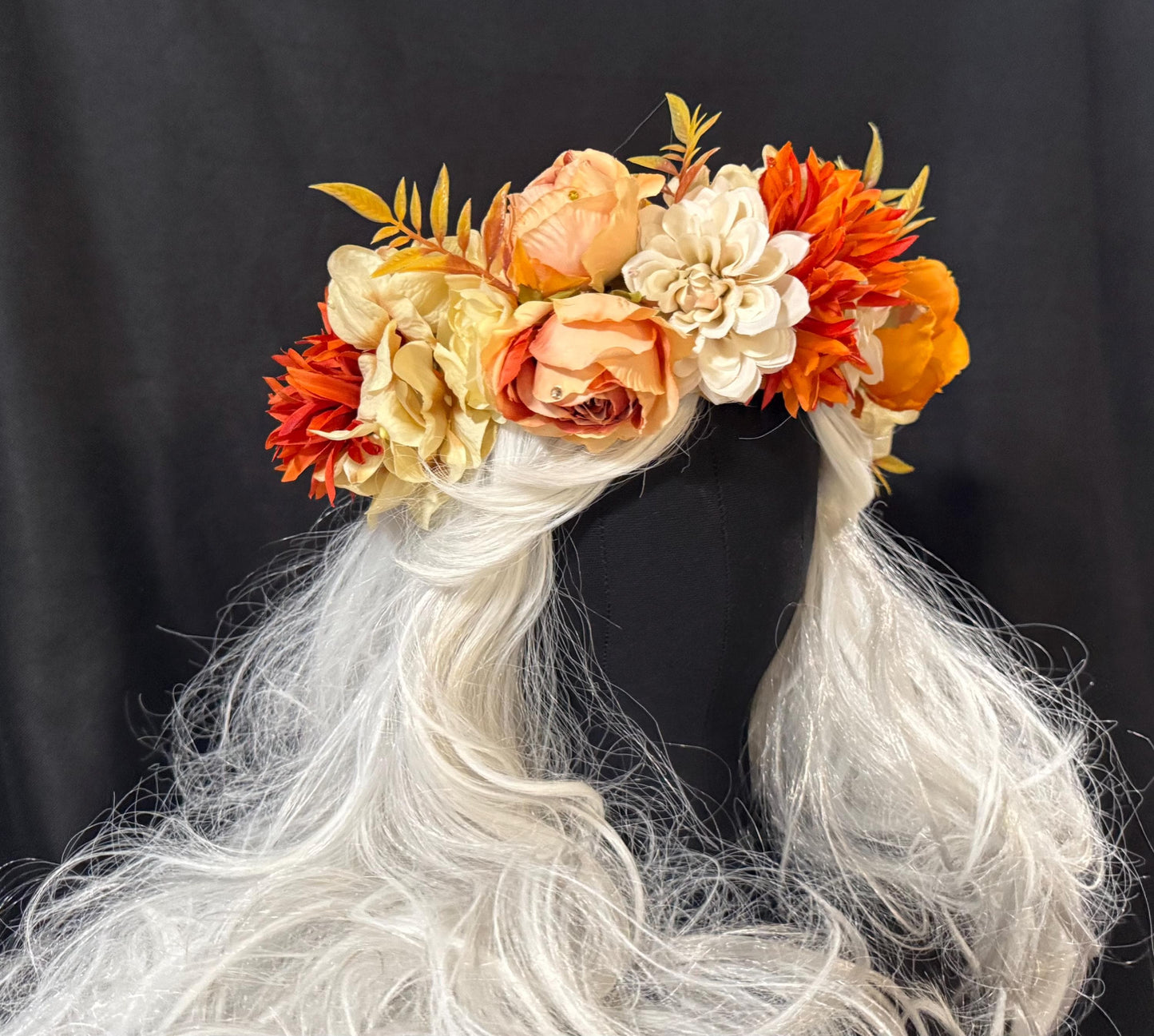 Spiced Cider Floral Garland,Flower Tiara,Flower Crown,Elven Princess Headpiece,Fairy-core,Renaissance Faire,Special Occasion Photoshoot