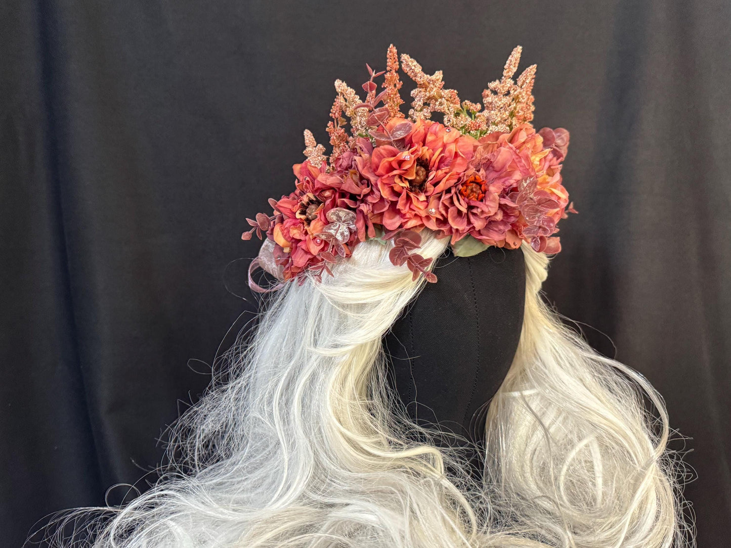 Vintage Rose Floral Garland,Flower Tiara,Flower Crown,Elven Princess Headpiece,Fairy-core,Renaissance Faire,Special Occasion Photoshoot