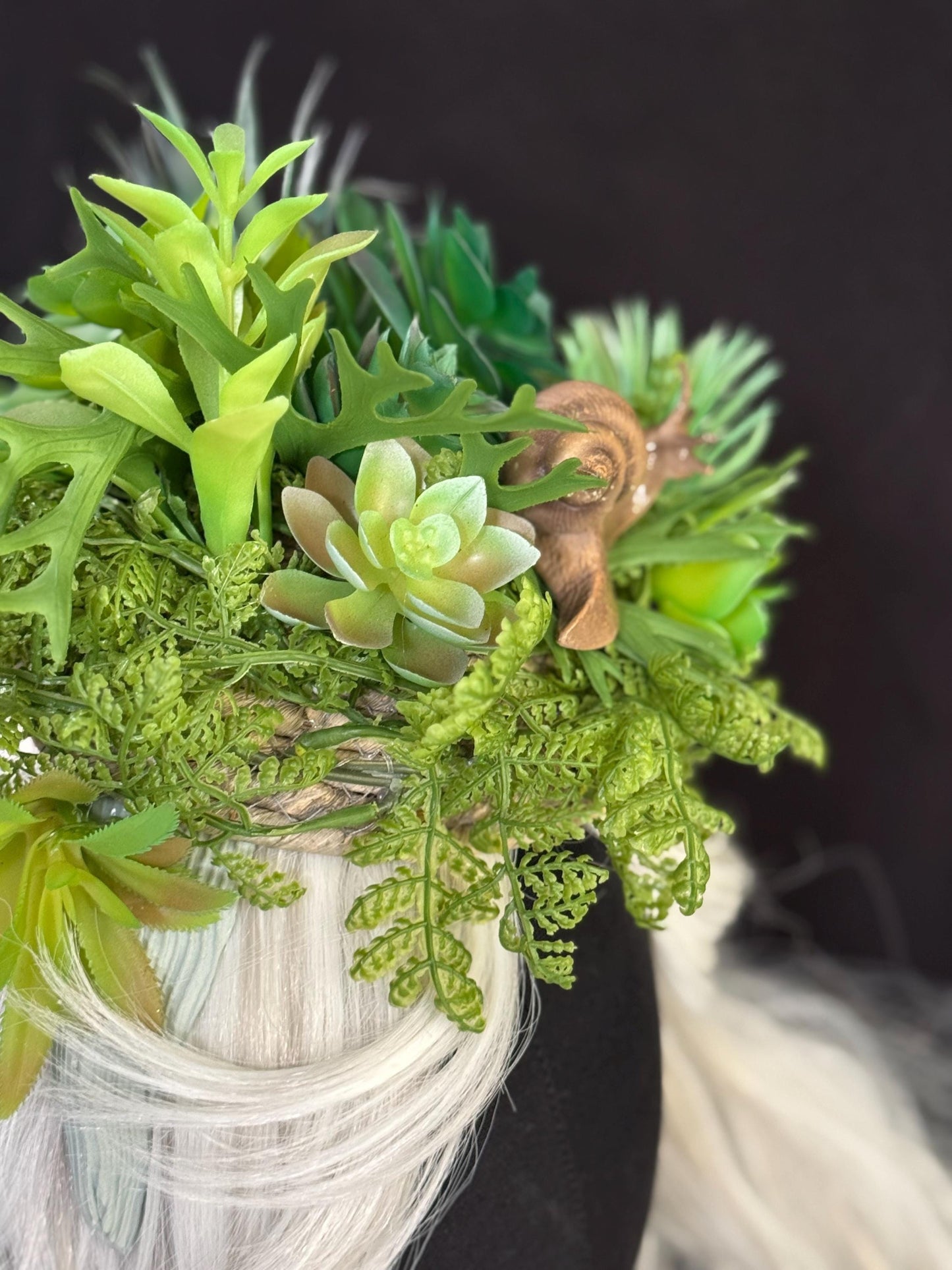 Secret Snail Trail Fascinator, Woodland Fairy Crown, Moss Green Headpiece, Cottagecore Hat, Fantasy Forest Crown, Whimsical Nature Headpiece