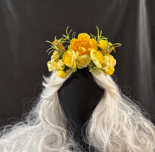 Spring Celebration Floral Garland,Flower Tiara,Flower Crown,Elven Princess Headpiece,Fairy-core,Renaissance Faire,Special Photoshoot