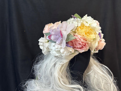 Pastel Unicorn Floral Garland | Flower Tiara, Flower Crown, Elven Princess Headpiece, Fairy-core, Ren Faire, Special Occasion Photoshoot