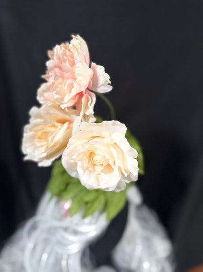 Fancy Floral Fascinator, Floral Crown Headpiece, Flower Crown Fascinator, Garden Headpiece, Wedding Fascinator, Fairycore Headpiece