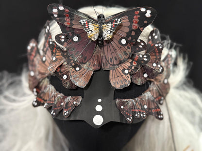 Fantasy Moth / Butterfly Mask in Brown | Feather, Fantasy, Masquerade, Fae, Forrest, Garden Pixie, Ren Faire, Larp, Costume, Role Play