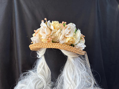 Creamsicle Floral Garland | Flower Tiara, Flower Crown, Elven Princess Headpiece, Fairy-core, Ren Faire, Special Occasion Photoshoot