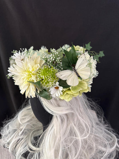 Spring Fling Floral Halo Headdress, Spring Flower Crown, Daisy Crown, Fairy Crown, Cherub Halo, Festival Headpiece, Photoshoot Prop