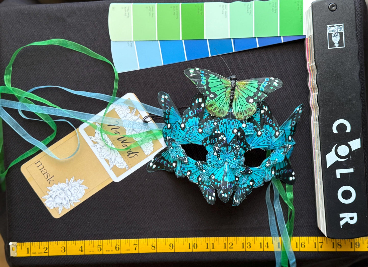 Fantasy Butterfly Mask - in Blue,Feather,Masquerade,Fae,Flower Fairy,Forrest Friend,Garden Pixie,Ren Faire,Larp, Costume,Role Play