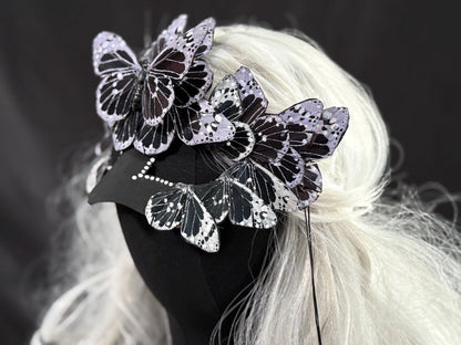 Fantasy Butterfly Mask in Black & White | Feather, Masquerade, Fae, Forrest Friend, Garden Pixie, Ren Faire, Larp, Costume, Role Play