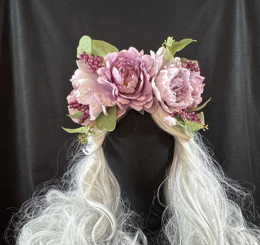 Sugar Plum Floral Garland, Flower Tiara,Flower Crown,Elven Princess Headpiece,Fairy-core,Renaissance Faire,Special Occasion Photoshoot