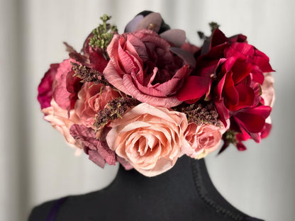 Cherry on Top Floral Halo Headdress, Cherry Flower Crown, Blush Pink Crown, Fairy Crown, Cherub Halo, Romantic Headpiece, Photoshoot Prop