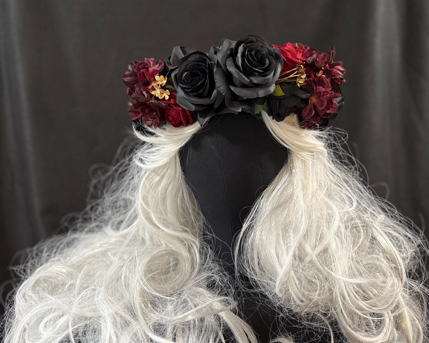 Bordeaux Noir Floral Garland | Flower Tiara, Flower Crown, Elven Princess Headpiece,Fairy-core,Renaissance Faire,Special Occasion Photoshoot