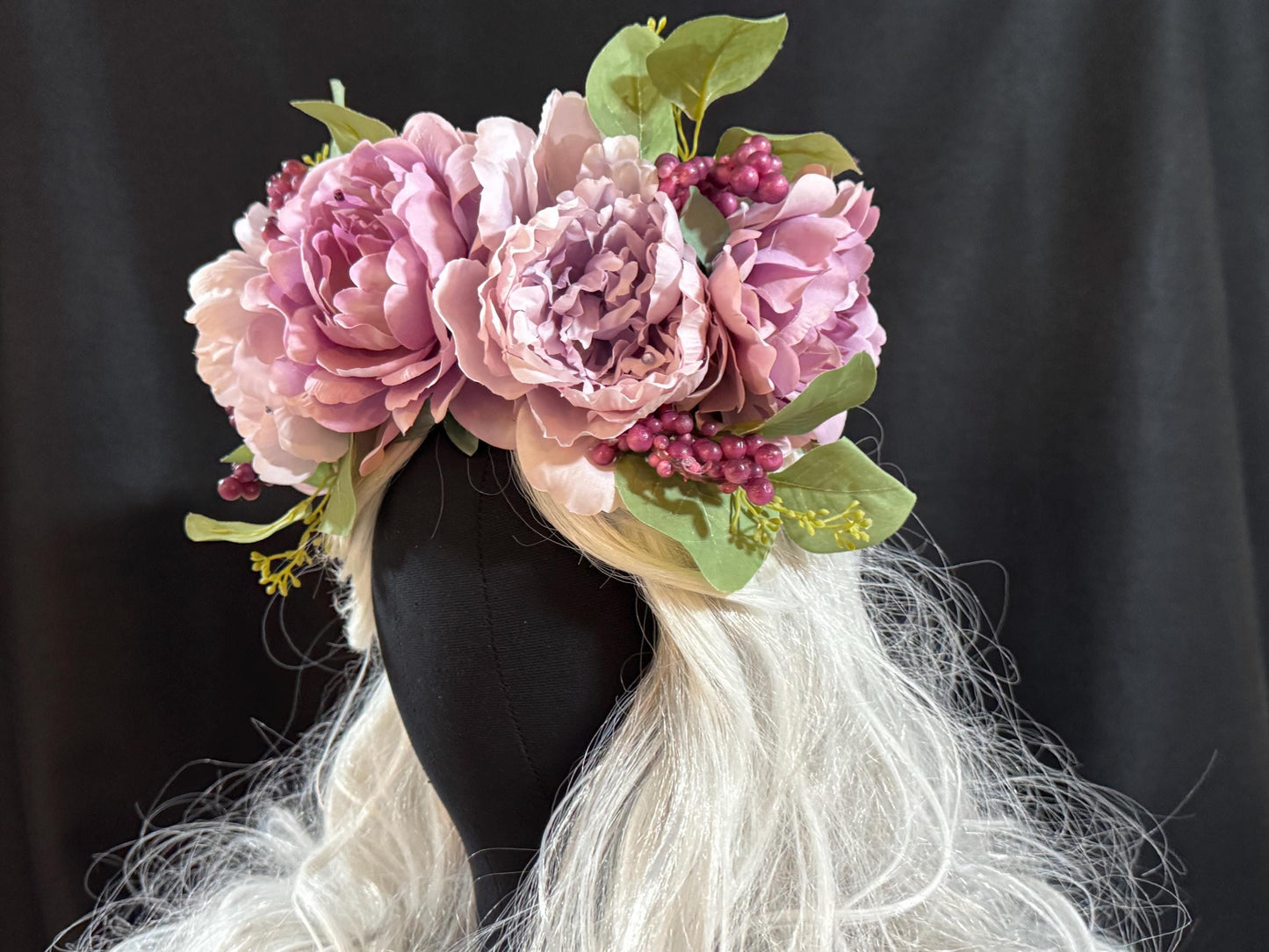 Sugar Plum Floral Garland, Flower Tiara,Flower Crown,Elven Princess Headpiece,Fairy-core,Renaissance Faire,Special Occasion Photoshoot