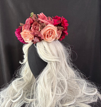 Cherry on Top Floral Halo Headdress, Cherry Flower Crown, Blush Pink Crown, Fairy Crown, Cherub Halo, Romantic Headpiece, Photoshoot Prop