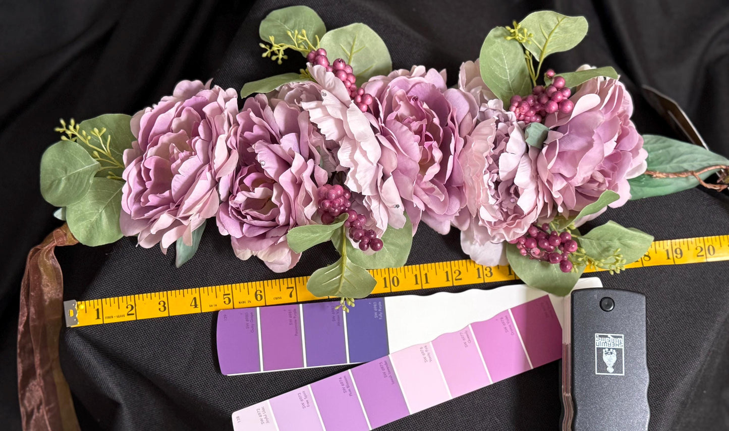 Sugar Plum Floral Garland, Flower Tiara,Flower Crown,Elven Princess Headpiece,Fairy-core,Renaissance Faire,Special Occasion Photoshoot